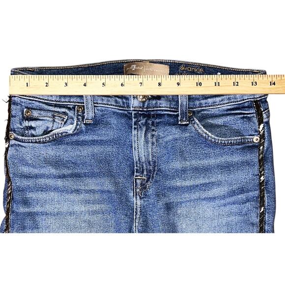 7 For All Mankind Embellished The Ankle Skinny Jeans 28X25 - Picture 2 of 7